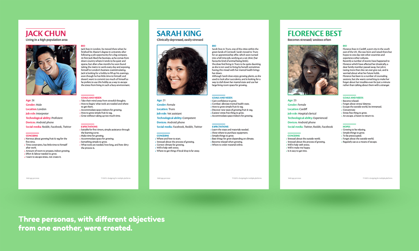 User personas, created based on findings from interviews.