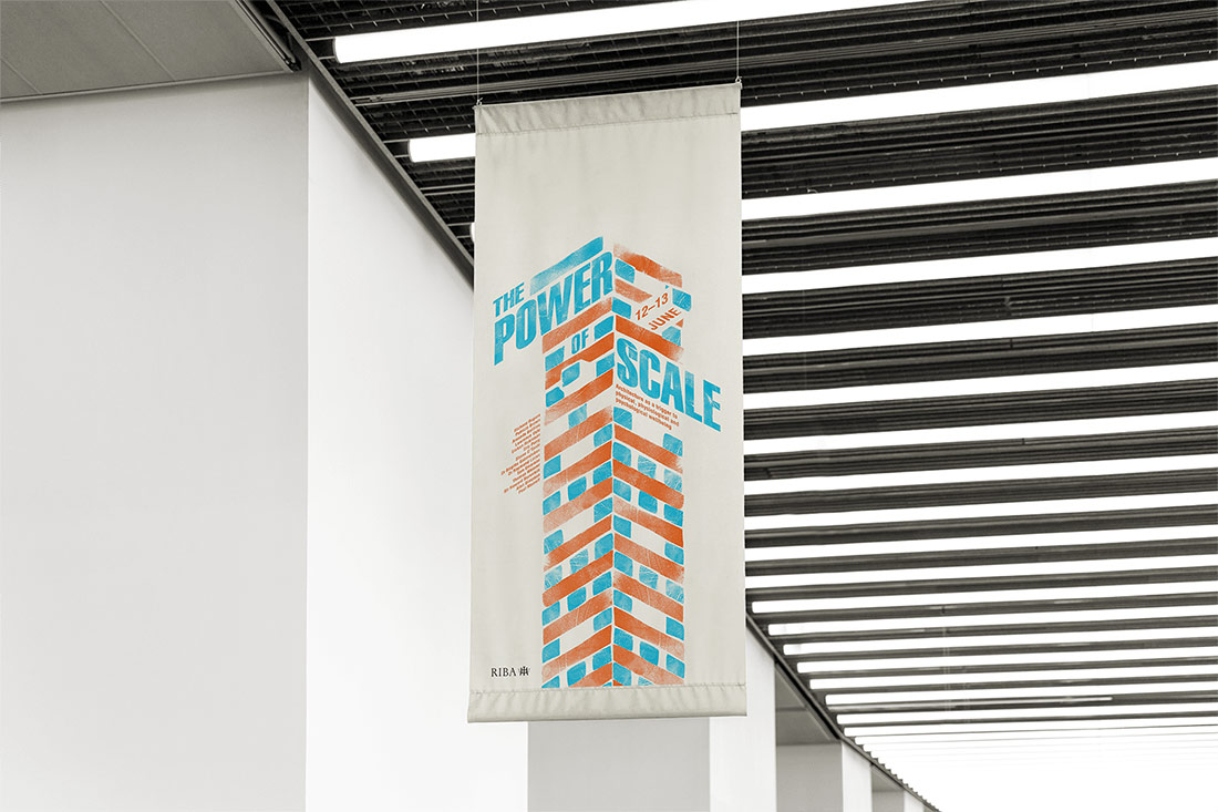 Indoor hanging banner.